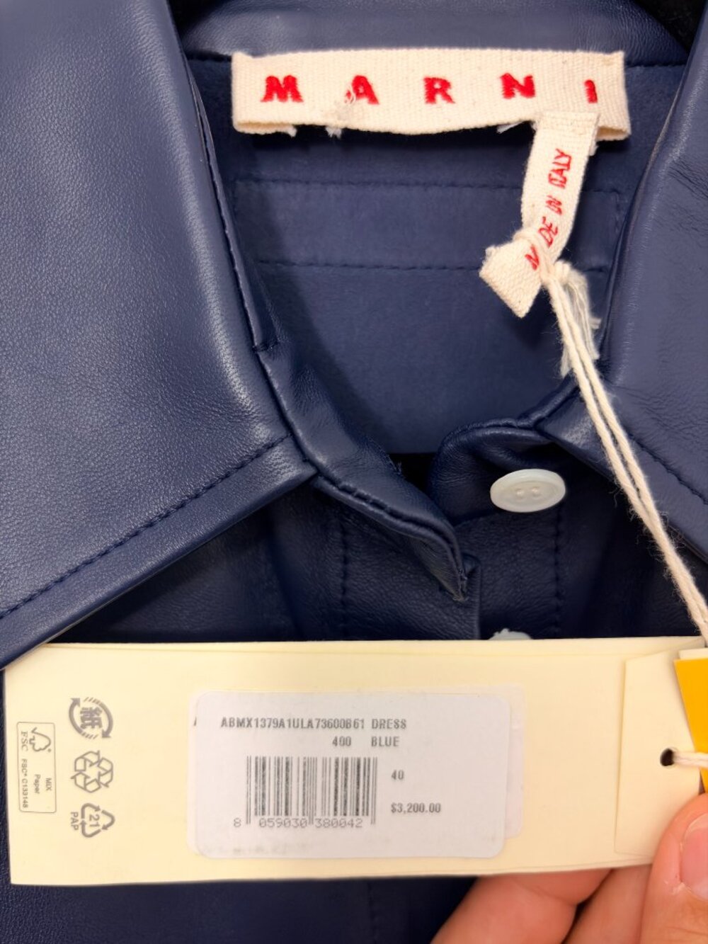 MARNI Calf Leather Blue Shirt Dress (Size 40 IT) *BRAND NEW W/ TAGS* - Picture 7 of 9